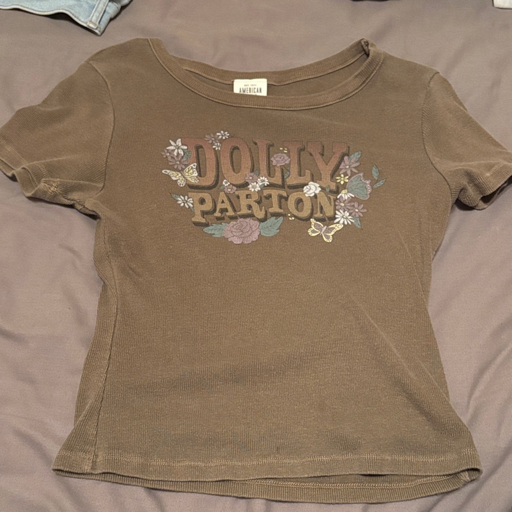 PacSun Olive Graphic Tee with Floral Design